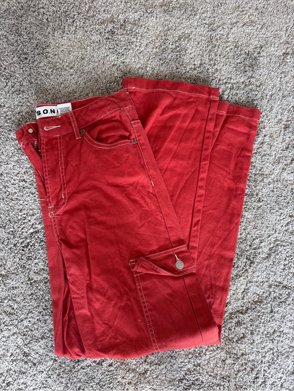 S.O.N. Women’s Red Wide-Leg Flare Jeans
